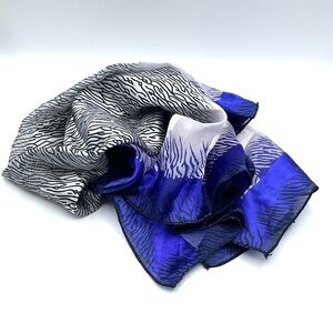 Blue and Black Patterned Scarf